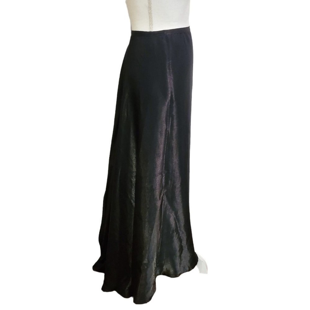 Vintage 90s Cache Silver‎ Black Metallic Long Formal Skirt Sz 2 - Picture 3 of 9